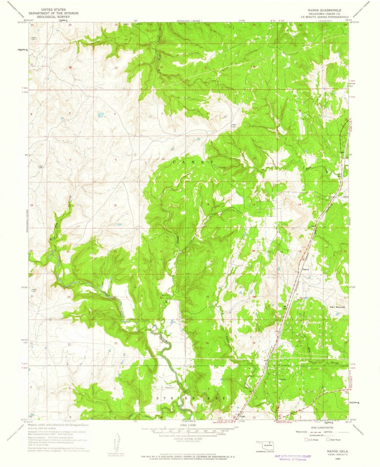 1960 Nanos, OK - Oklahoma - USGS Topographic Map