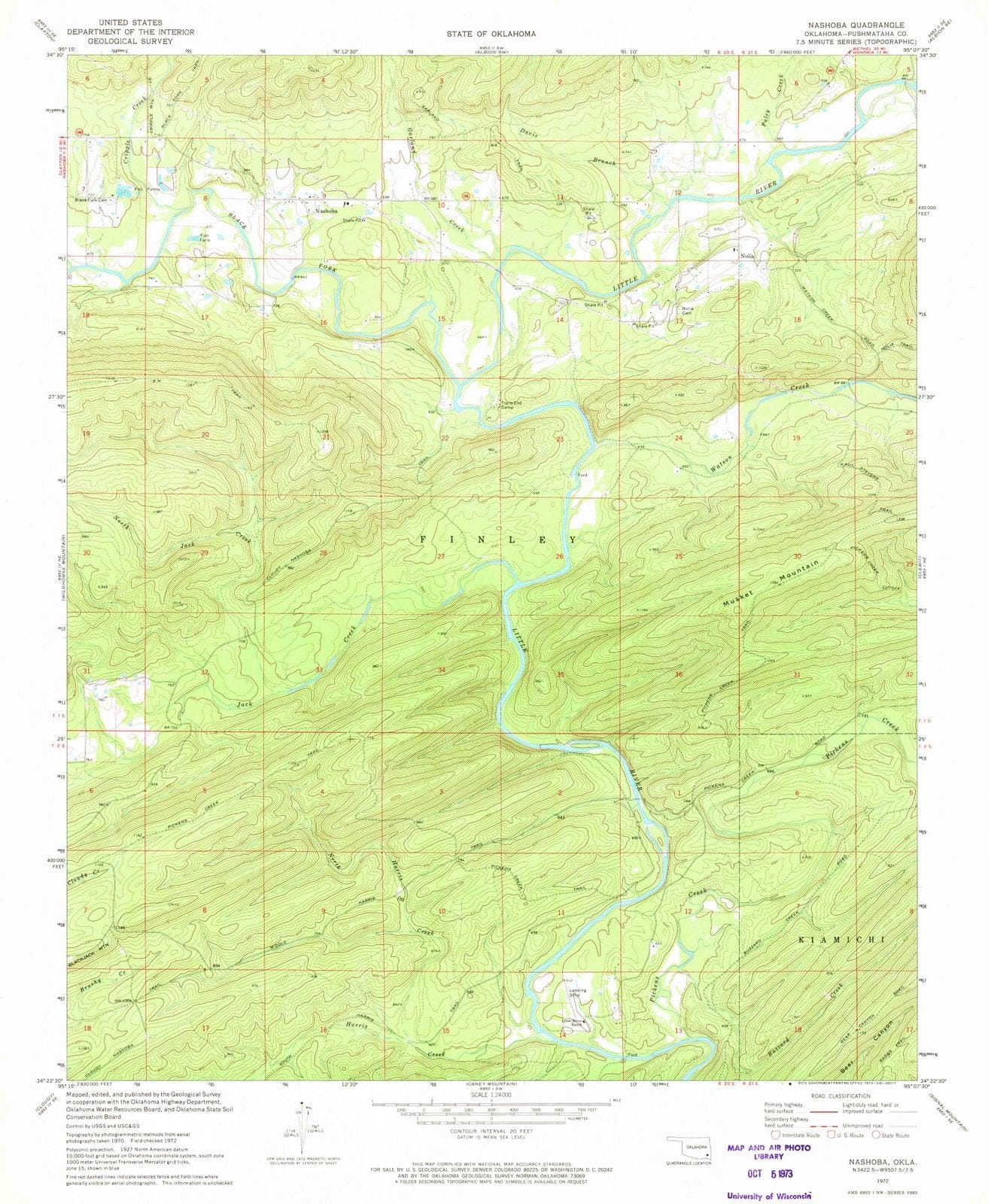 1972 Nashoba, OK - Oklahoma - USGS Topographic Map
