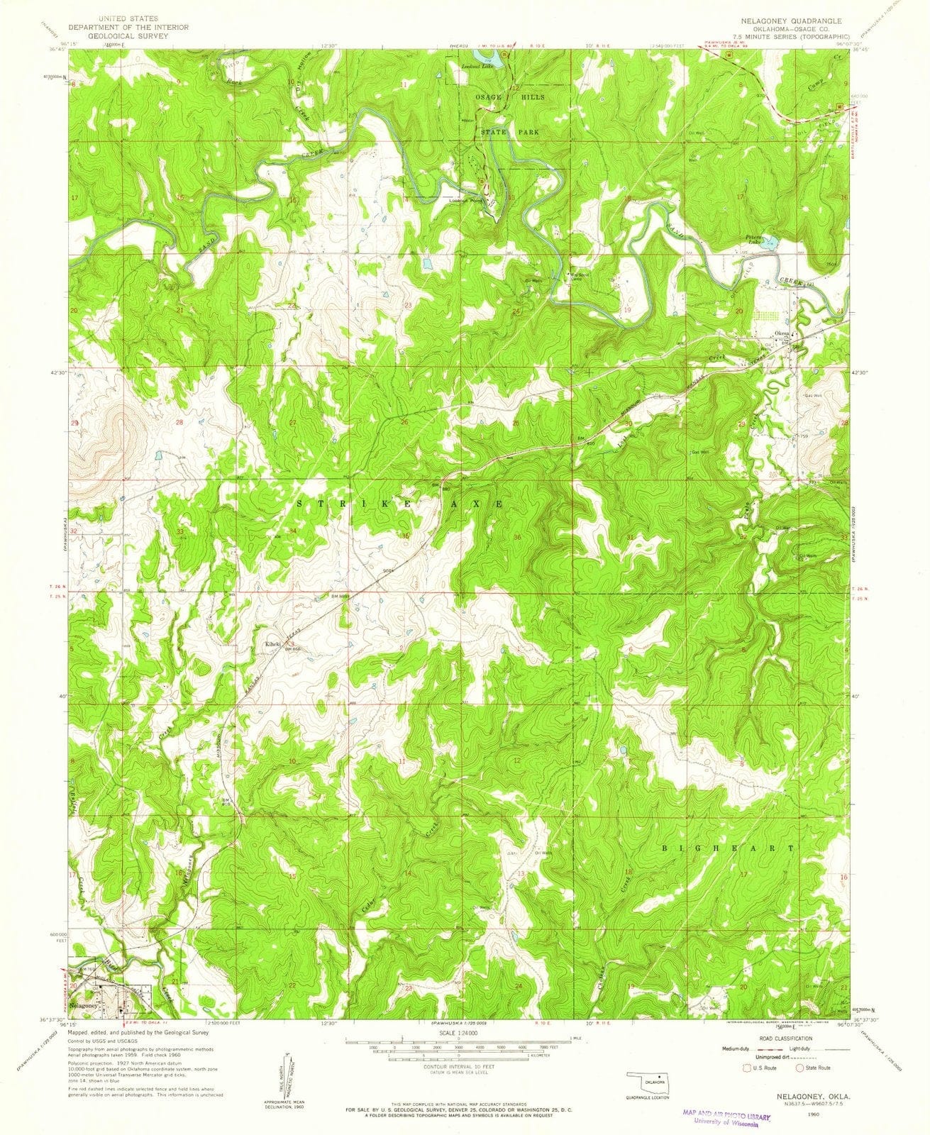 1960 Nelagoney, OK - Oklahoma - USGS Topographic Map