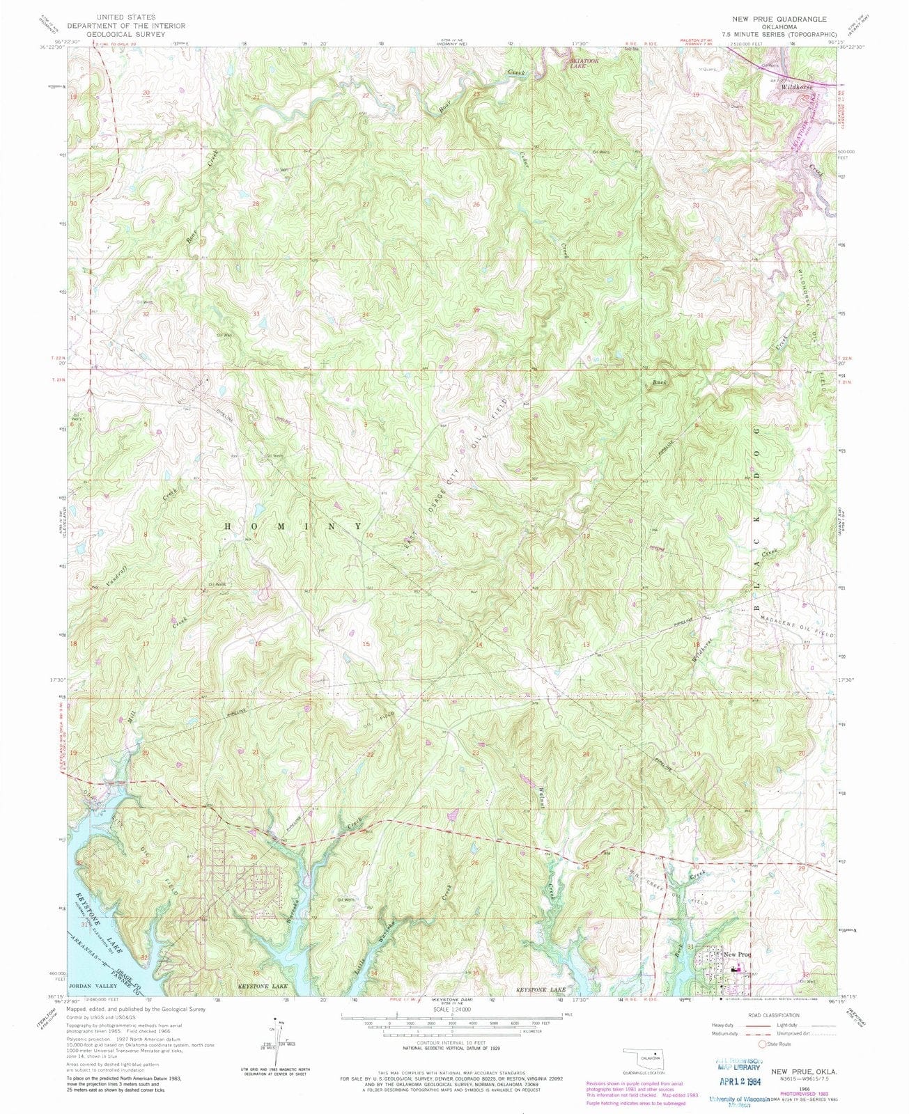 1966 New Prue, OK - Oklahoma - USGS Topographic Map