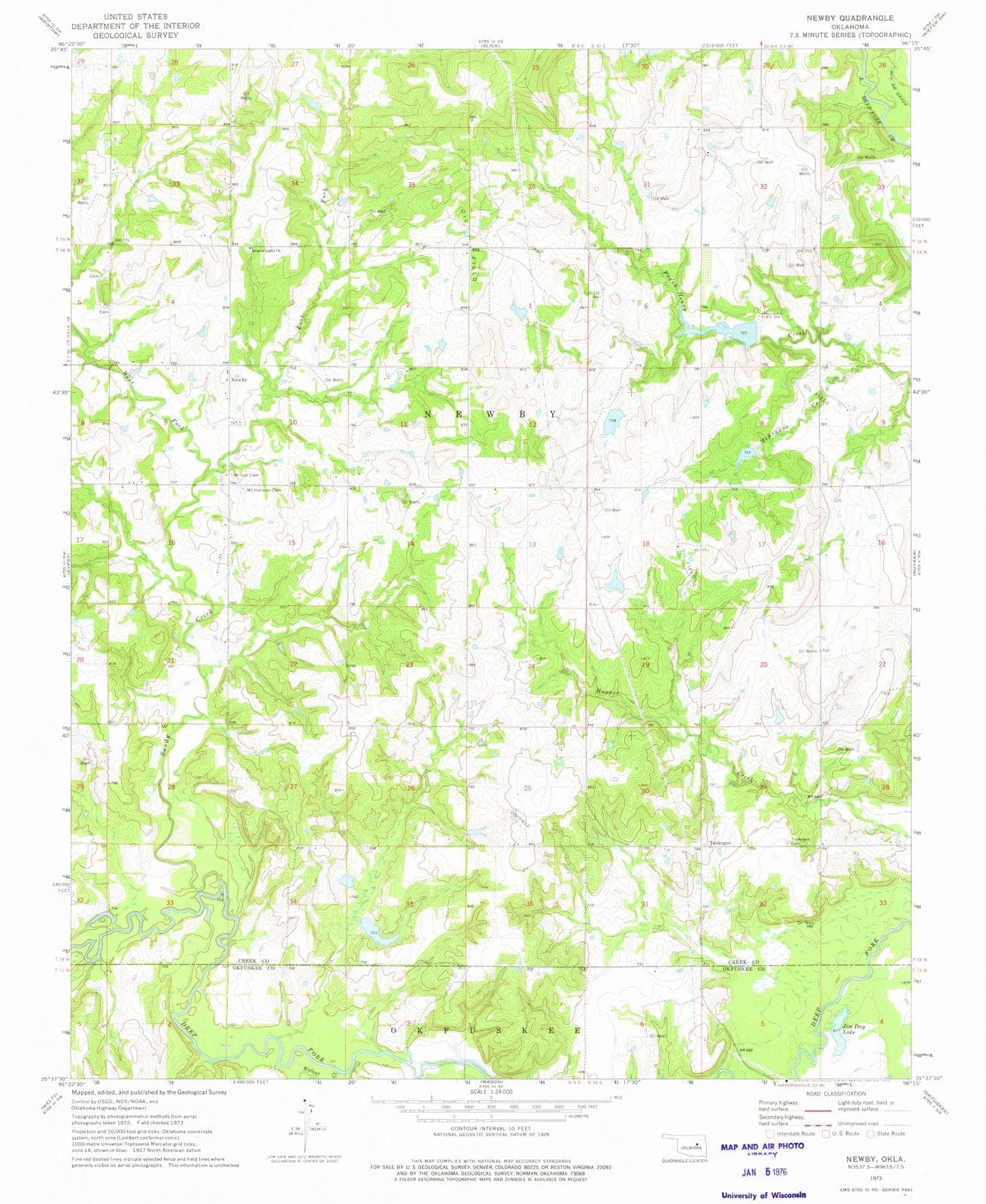1973 Newby, OK - Oklahoma - USGS Topographic Map