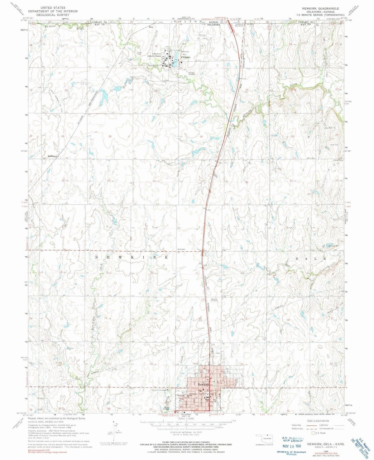 1968 Newkirk, OK - Oklahoma - USGS Topographic Map