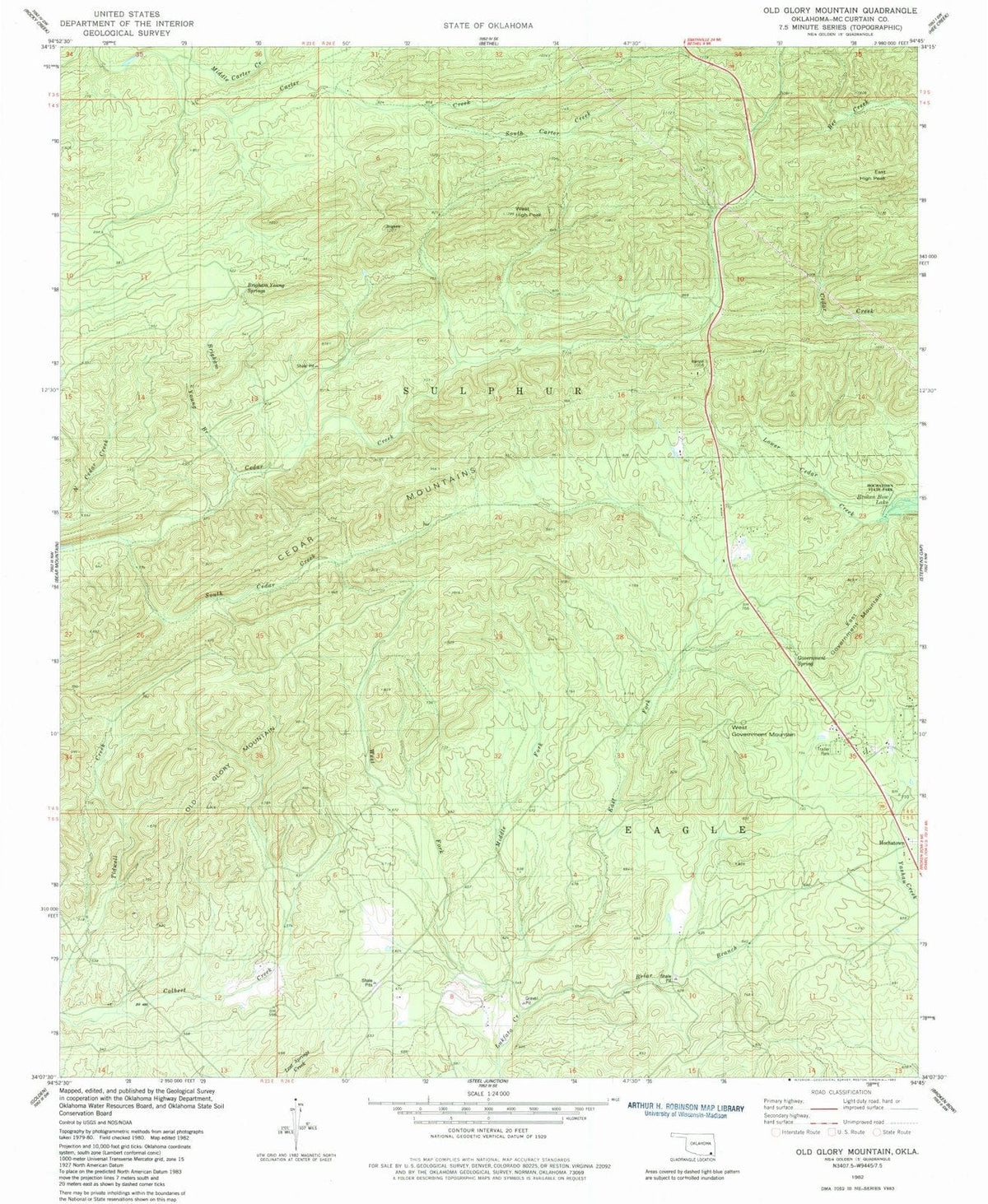 1982 Old Glory Mountain, OK - Oklahoma - USGS Topographic Map