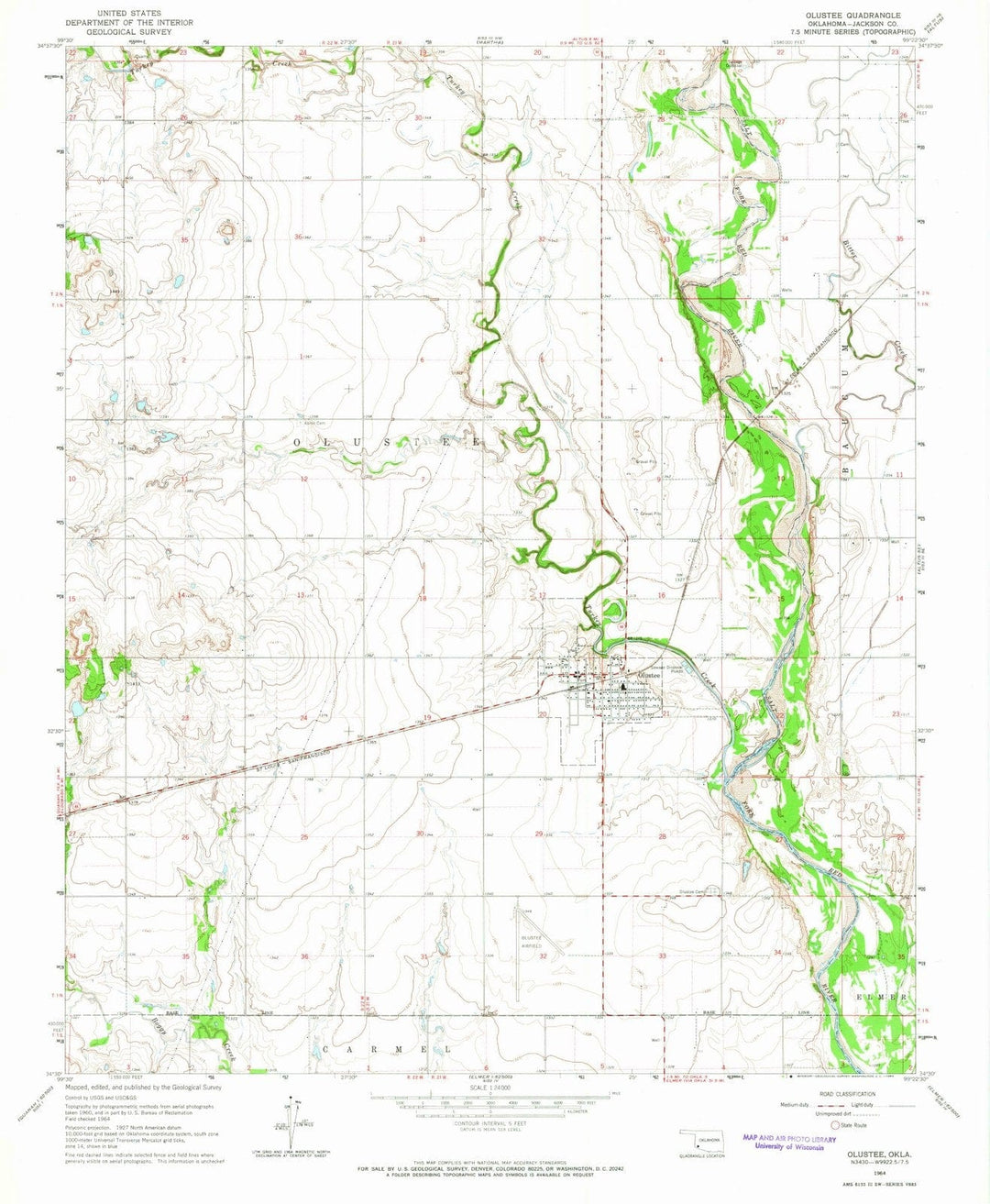 1964 Olustee, OK - Oklahoma - USGS Topographic Map