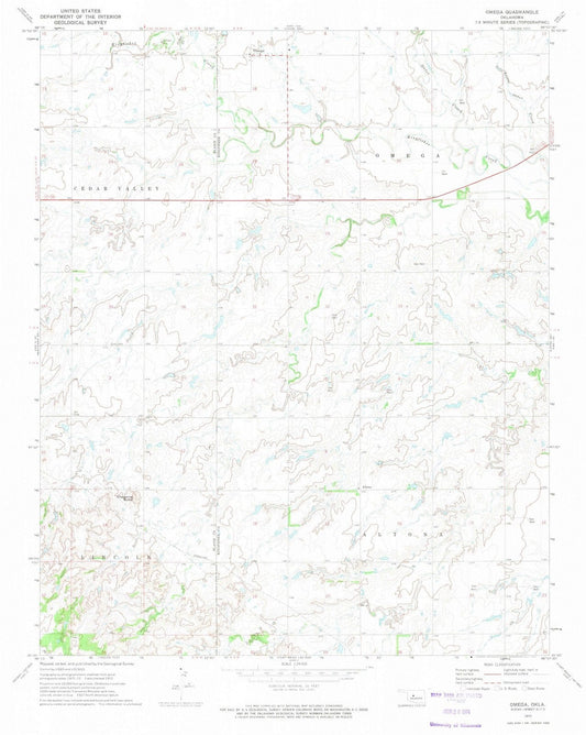 1972 Omega, OK - Oklahoma - USGS Topographic Map