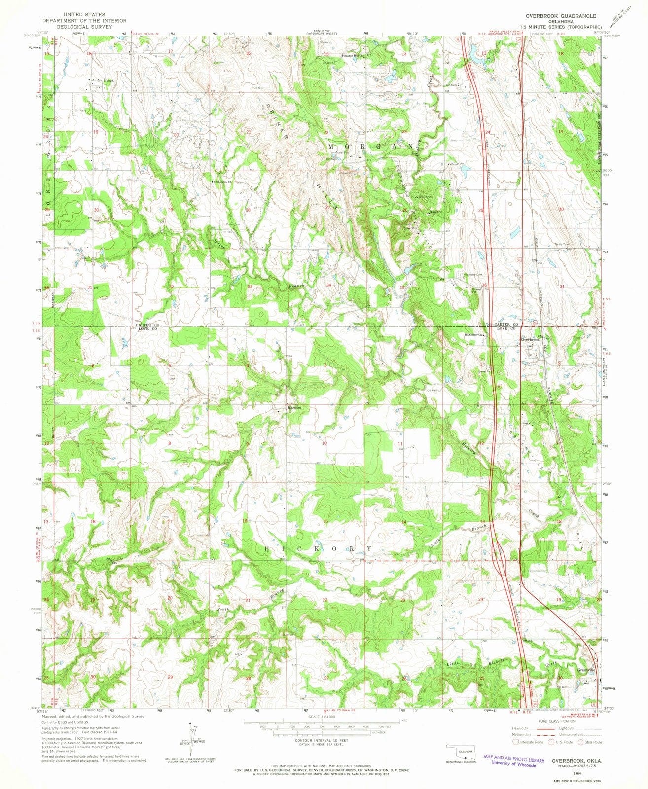 1964 Overbrook, OK - Oklahoma - USGS Topographic Map