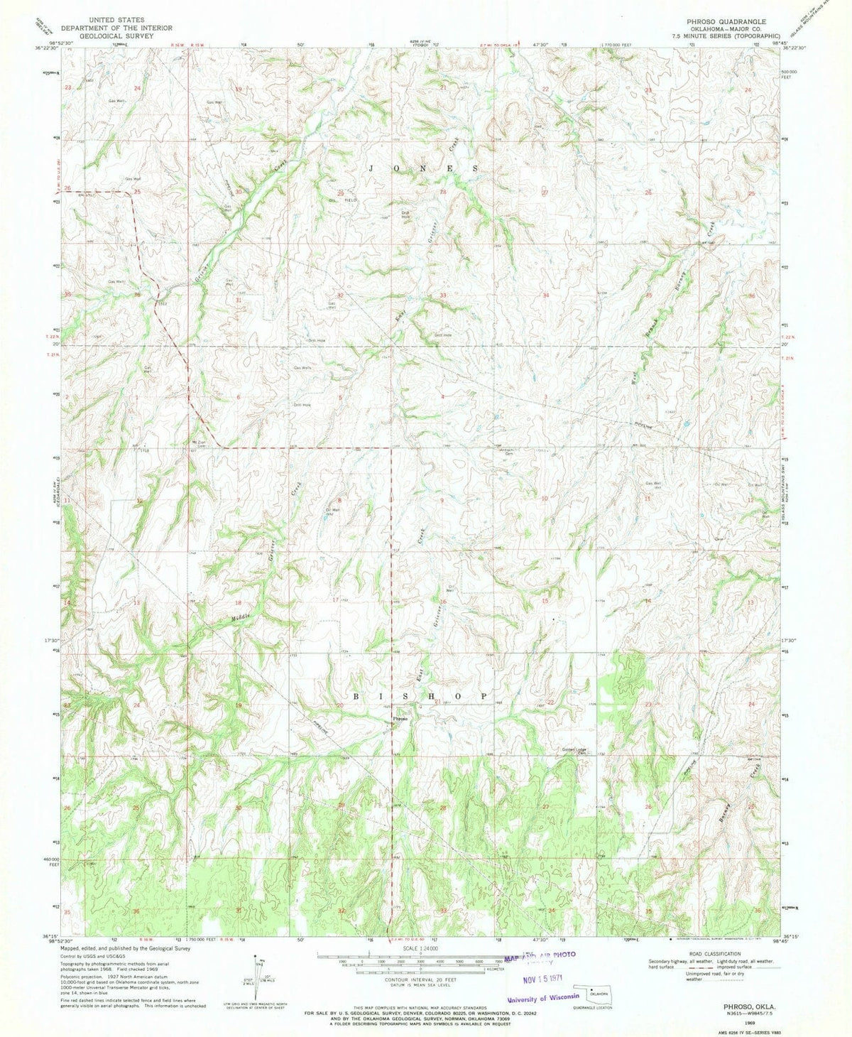 1969 Phroso, OK - Oklahoma - USGS Topographic Map