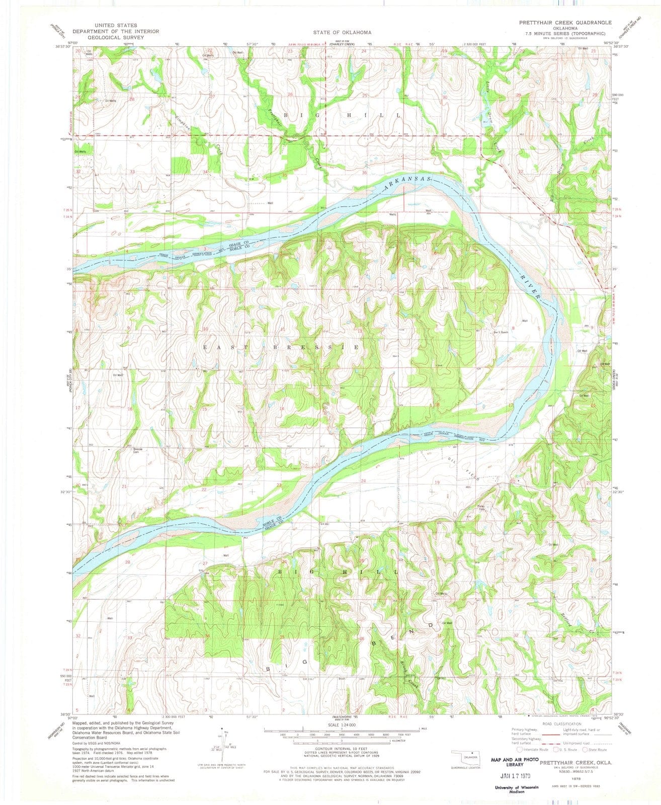 1978 Prettyhair Creek, OK - Oklahoma - USGS Topographic Map