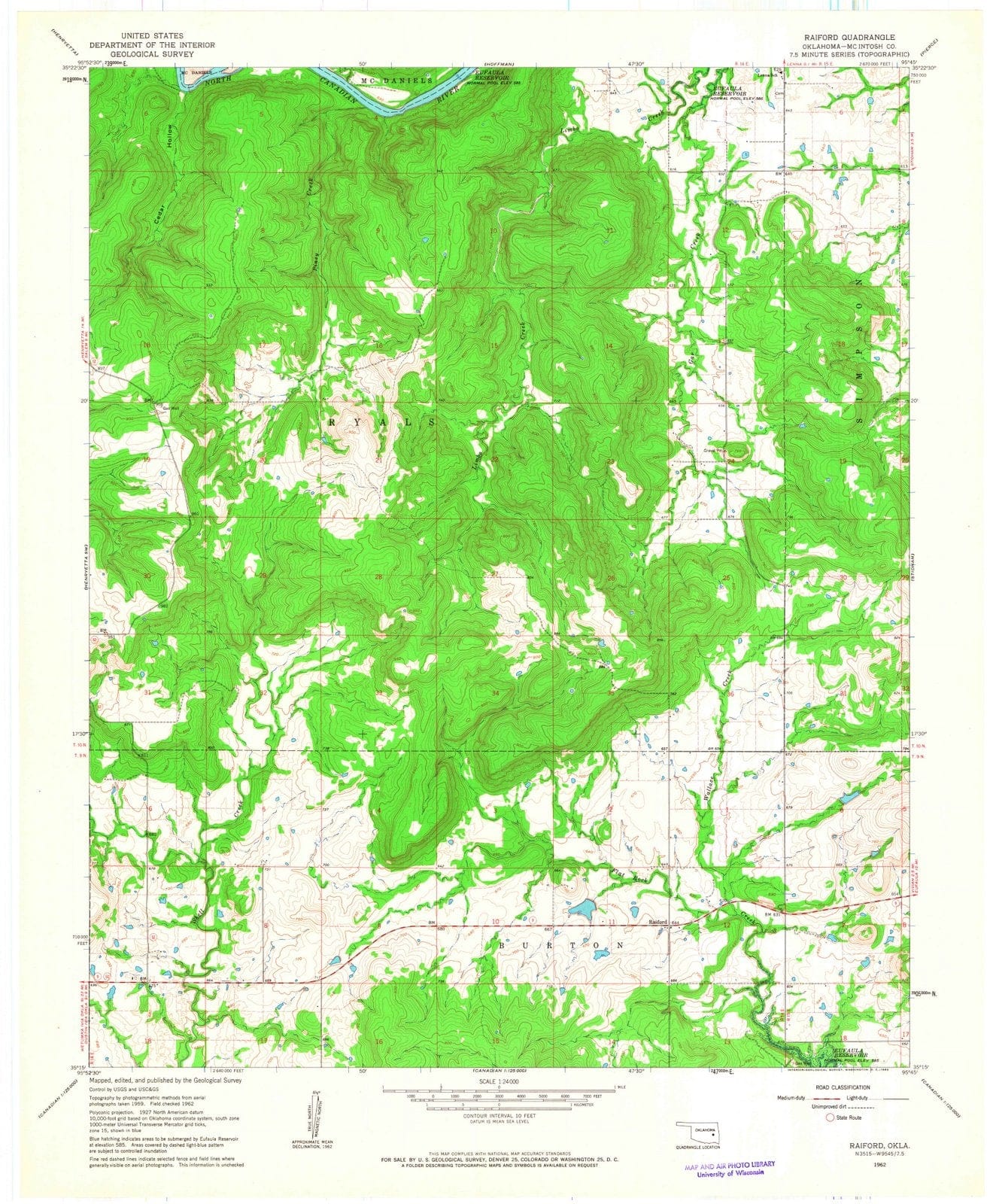 1962 Raiford, OK - Oklahoma - USGS Topographic Map