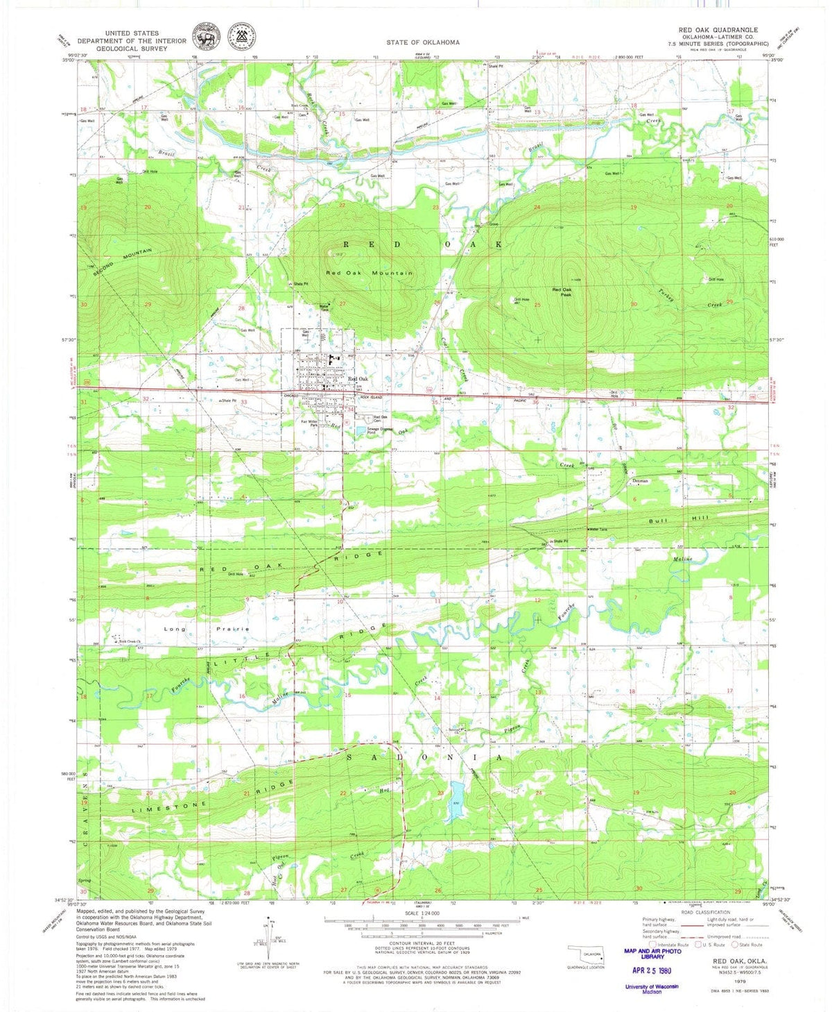 1979 Red Oak, OK - Oklahoma - USGS Topographic Map