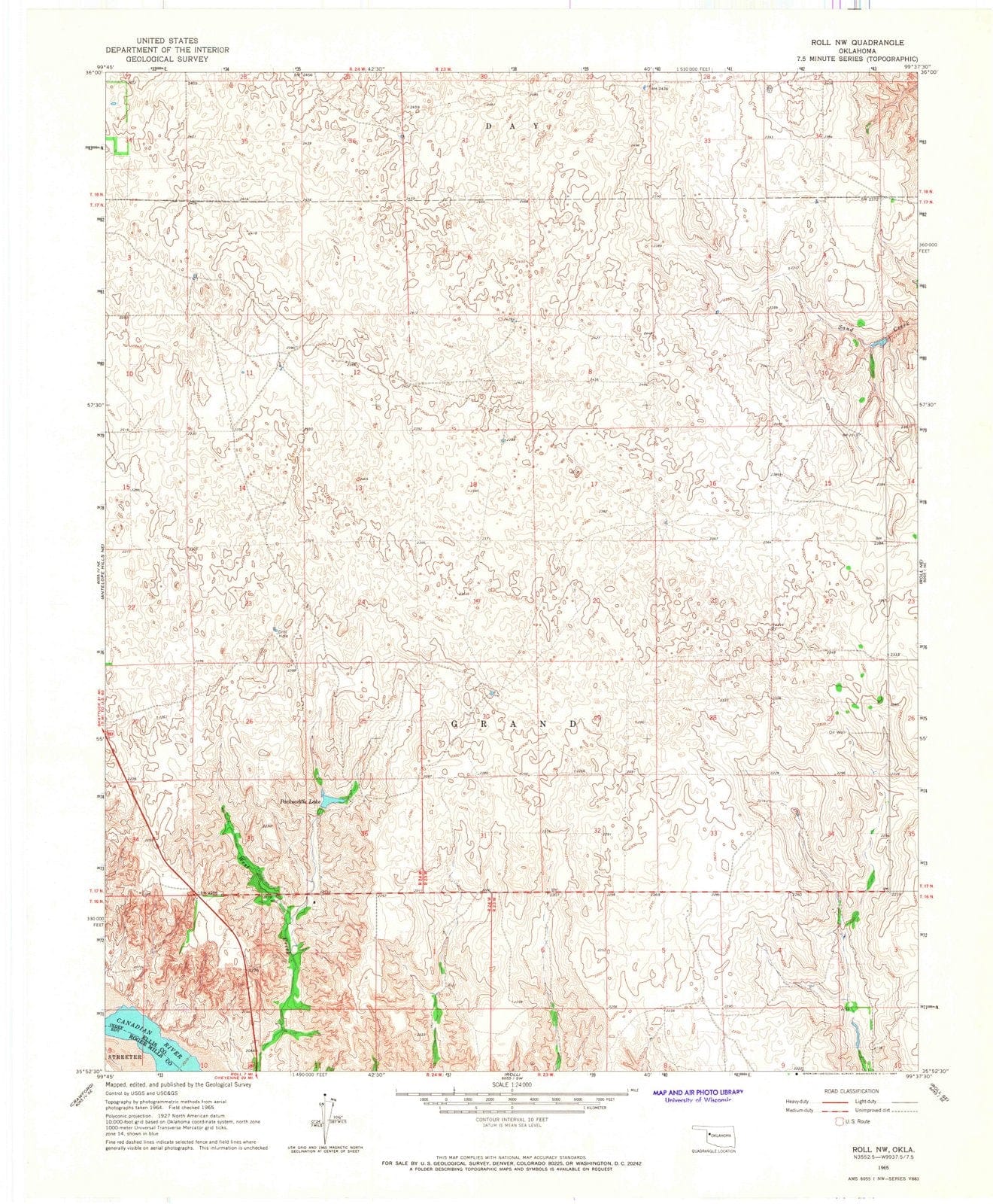 1965 Roll, OK - Oklahoma - USGS Topographic Map v2
