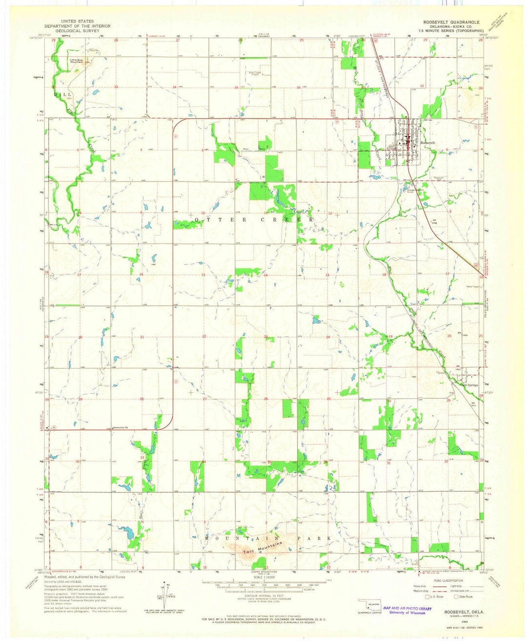 1964 Roosevelt, OK - Oklahoma - USGS Topographic Map