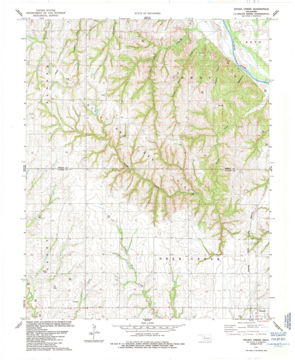 1985 Rough Creek, OK - Oklahoma - USGS Topographic Map