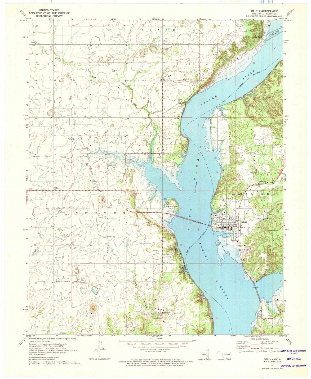 1971 Salina, OK - Oklahoma - USGS Topographic Map