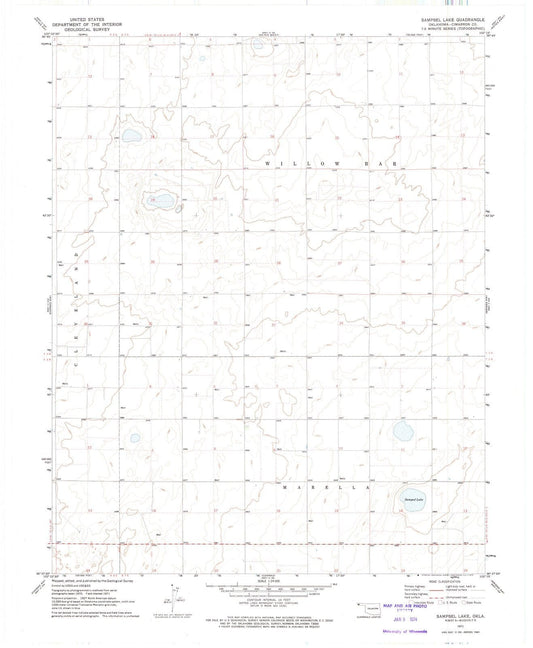 1971 Sampsel Lake, OK - Oklahoma - USGS Topographic Map