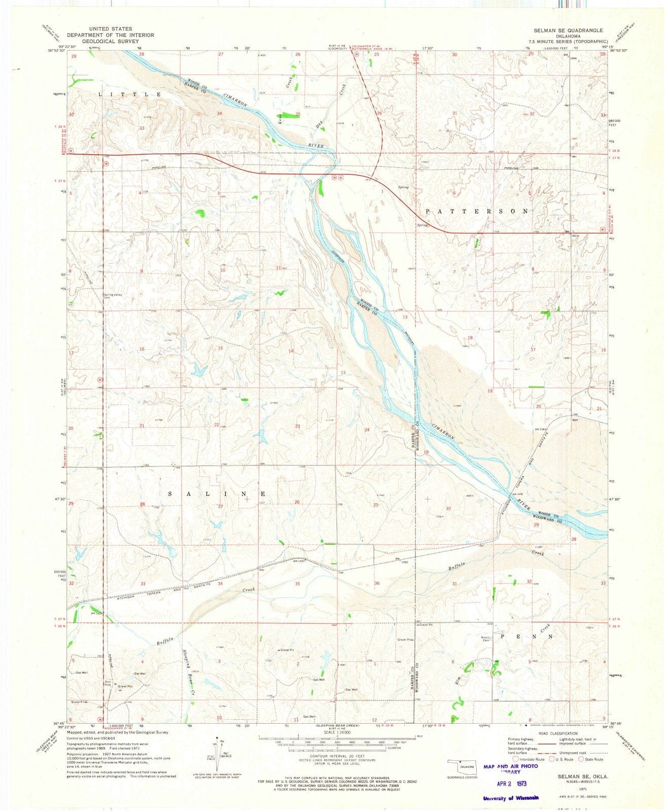 1971 Selman, OK - Oklahoma - USGS Topographic Map