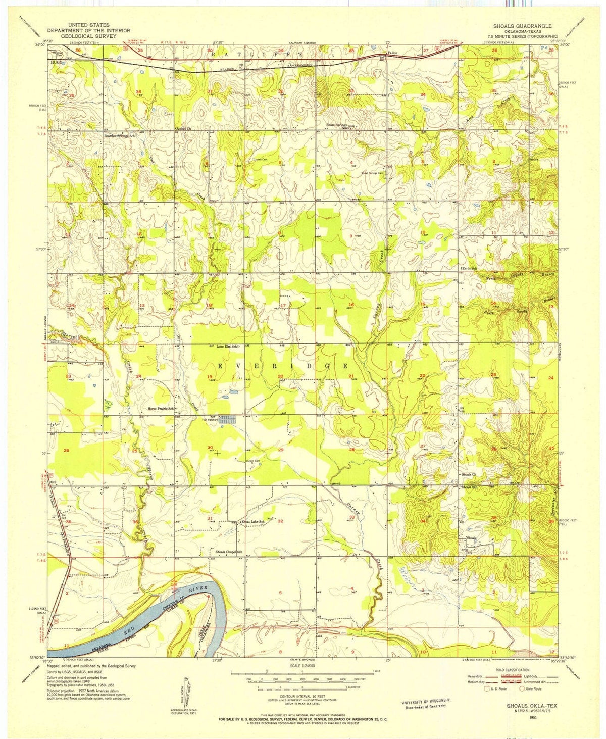 1951 Shoals, OK - Oklahoma - USGS Topographic Map
