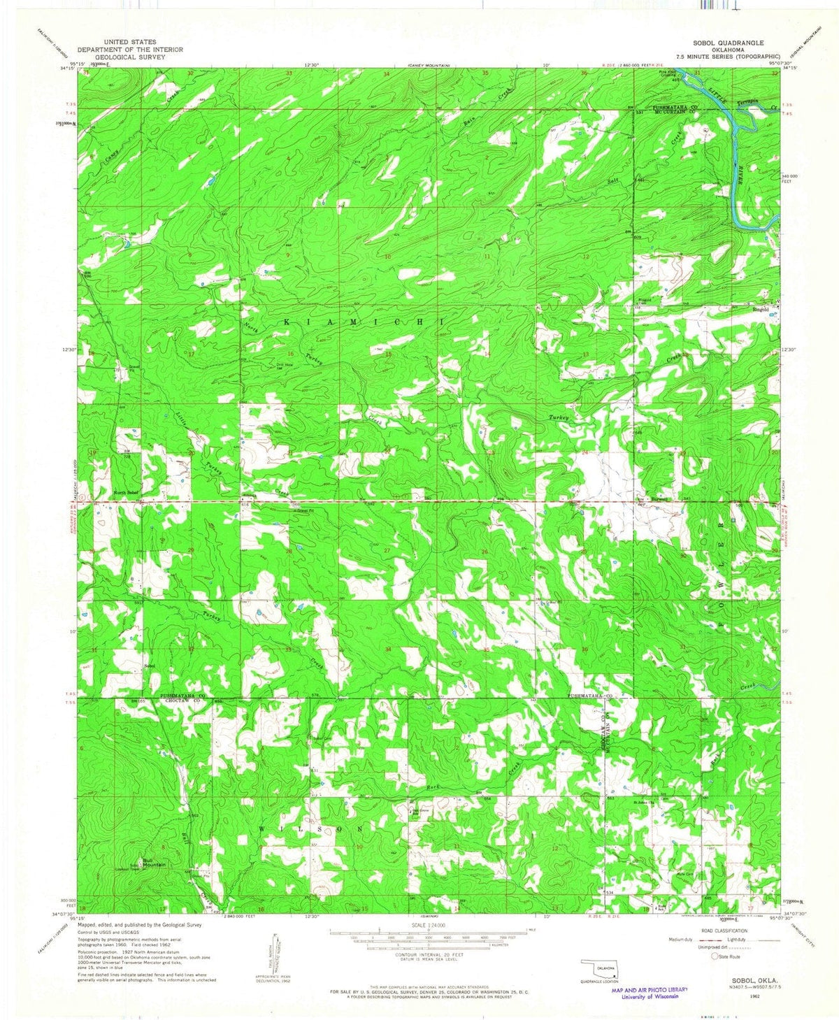 1962 Sobol, OK - Oklahoma - USGS Topographic Map