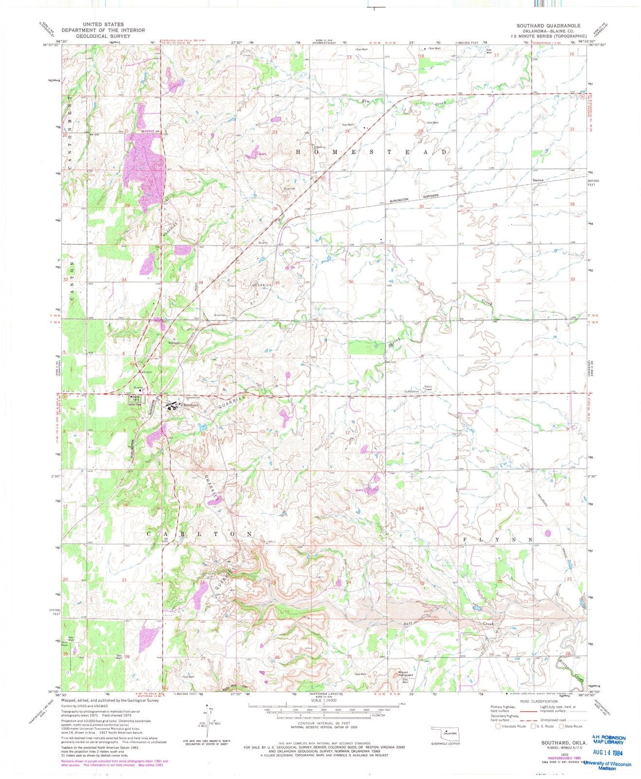 1972 Southard, OK - Oklahoma - USGS Topographic Map