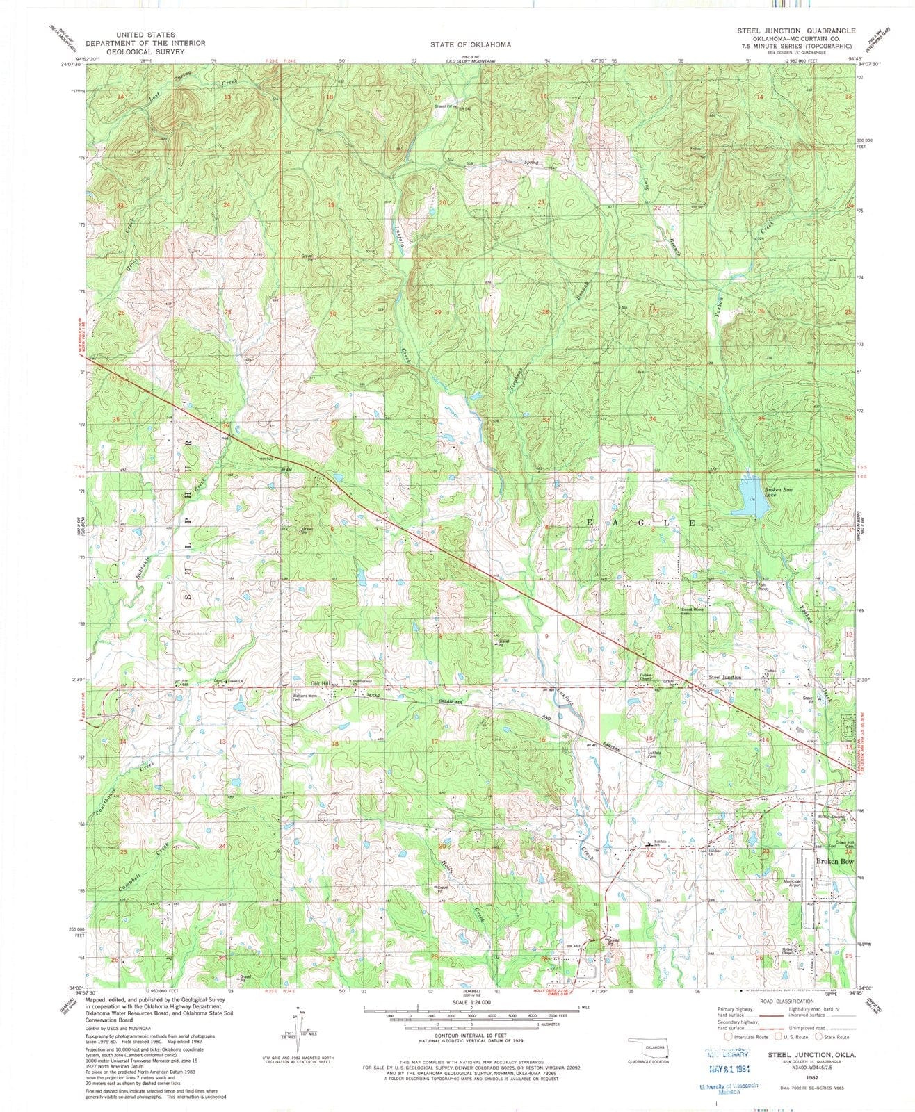 1982 Steel Junction, OK - Oklahoma - USGS Topographic Map