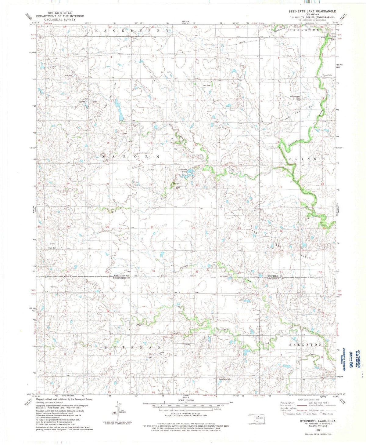 1982 Steinerts Lake, OK - Oklahoma - USGS Topographic Map