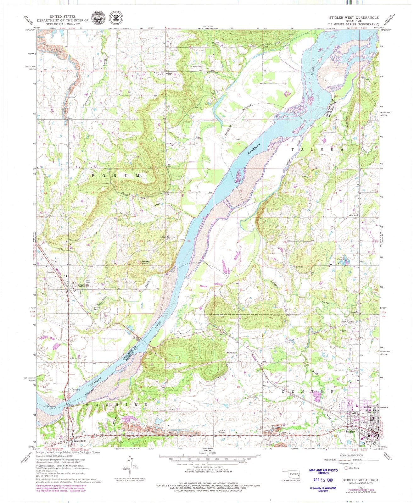 1962 Stigler West, OK - Oklahoma - USGS Topographic Map