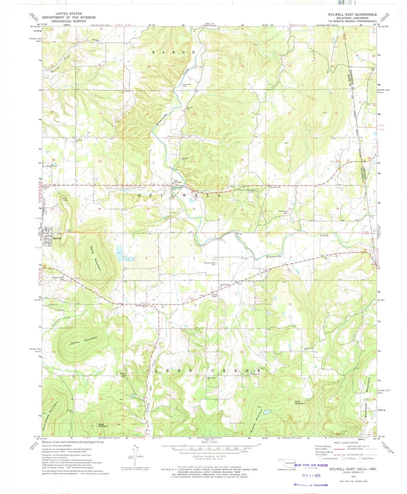 1972 Stilwell East, OK - Oklahoma - USGS Topographic Map