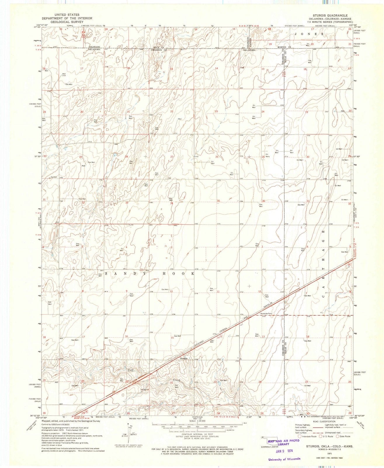 1971 Sturgis, OK - Oklahoma - USGS Topographic Map v2
