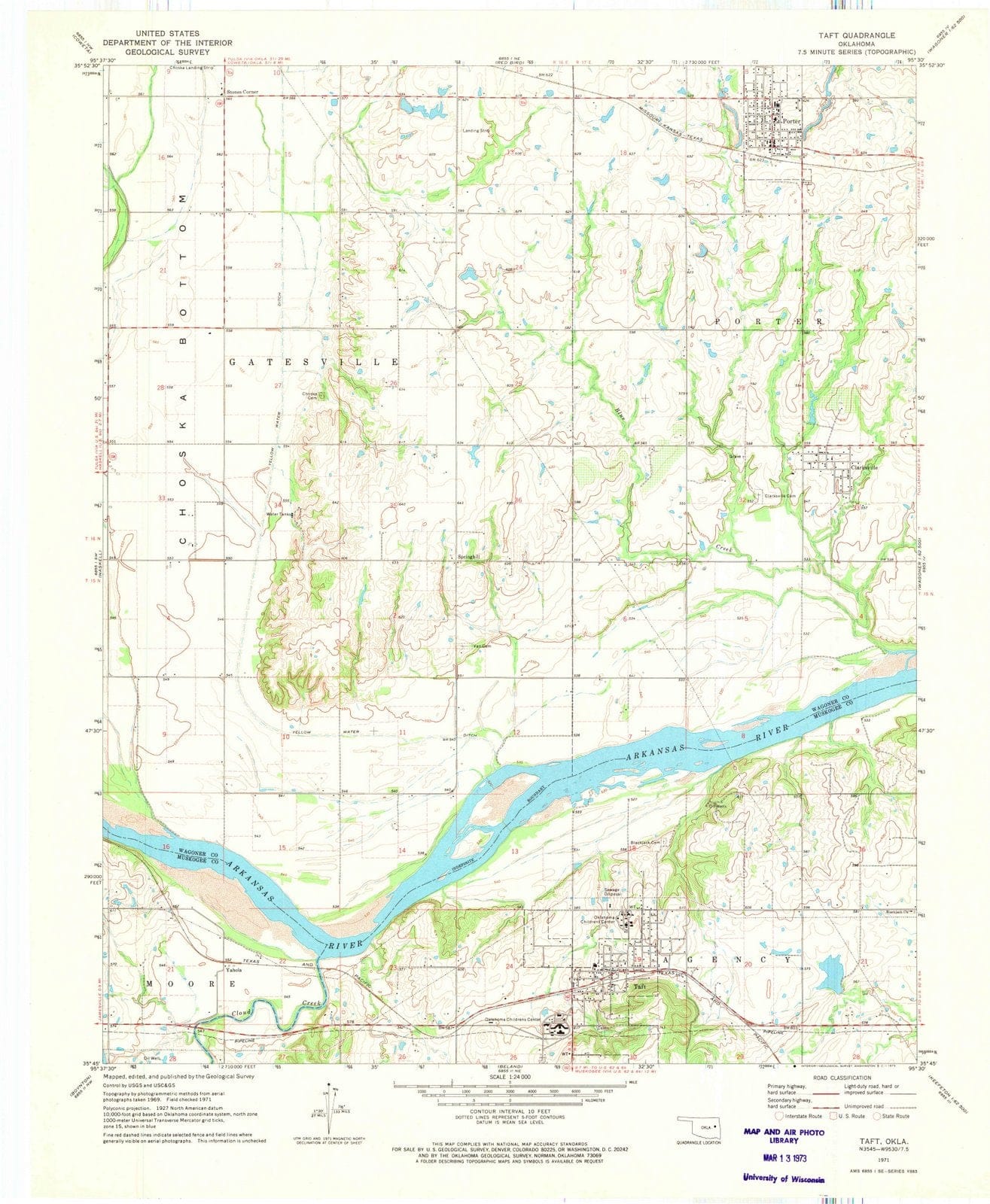 1971 TAFT, OK - Oklahoma - USGS Topographic Map