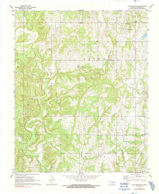 1972 Tate Mountain, OK - Oklahoma - USGS Topographic Map