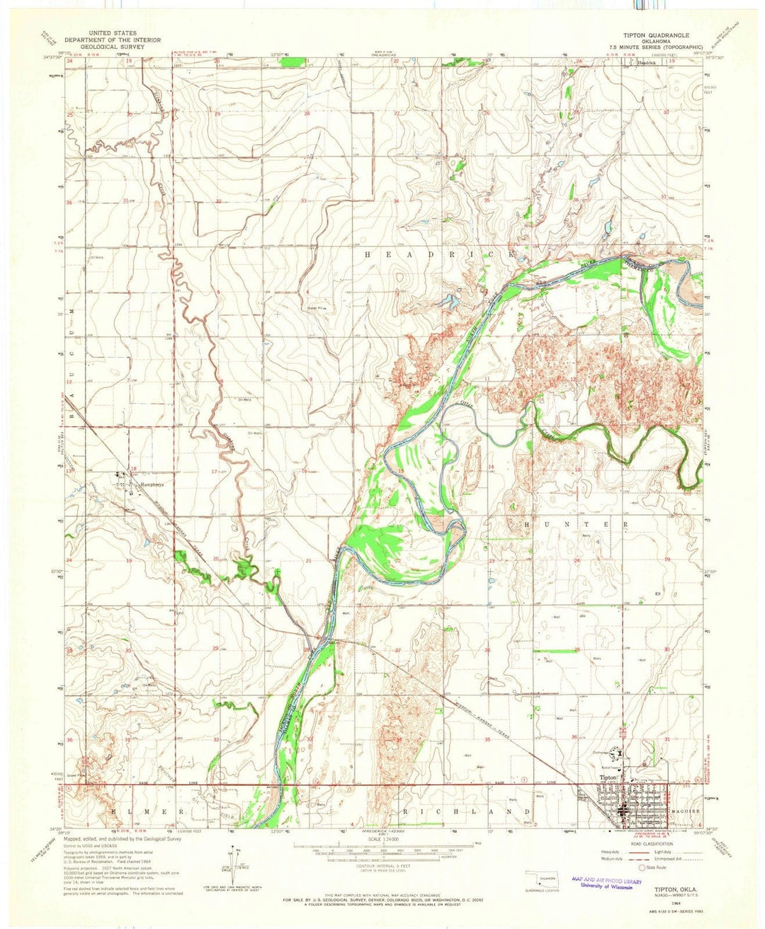1964 Tipton, OK - Oklahoma - USGS Topographic Map