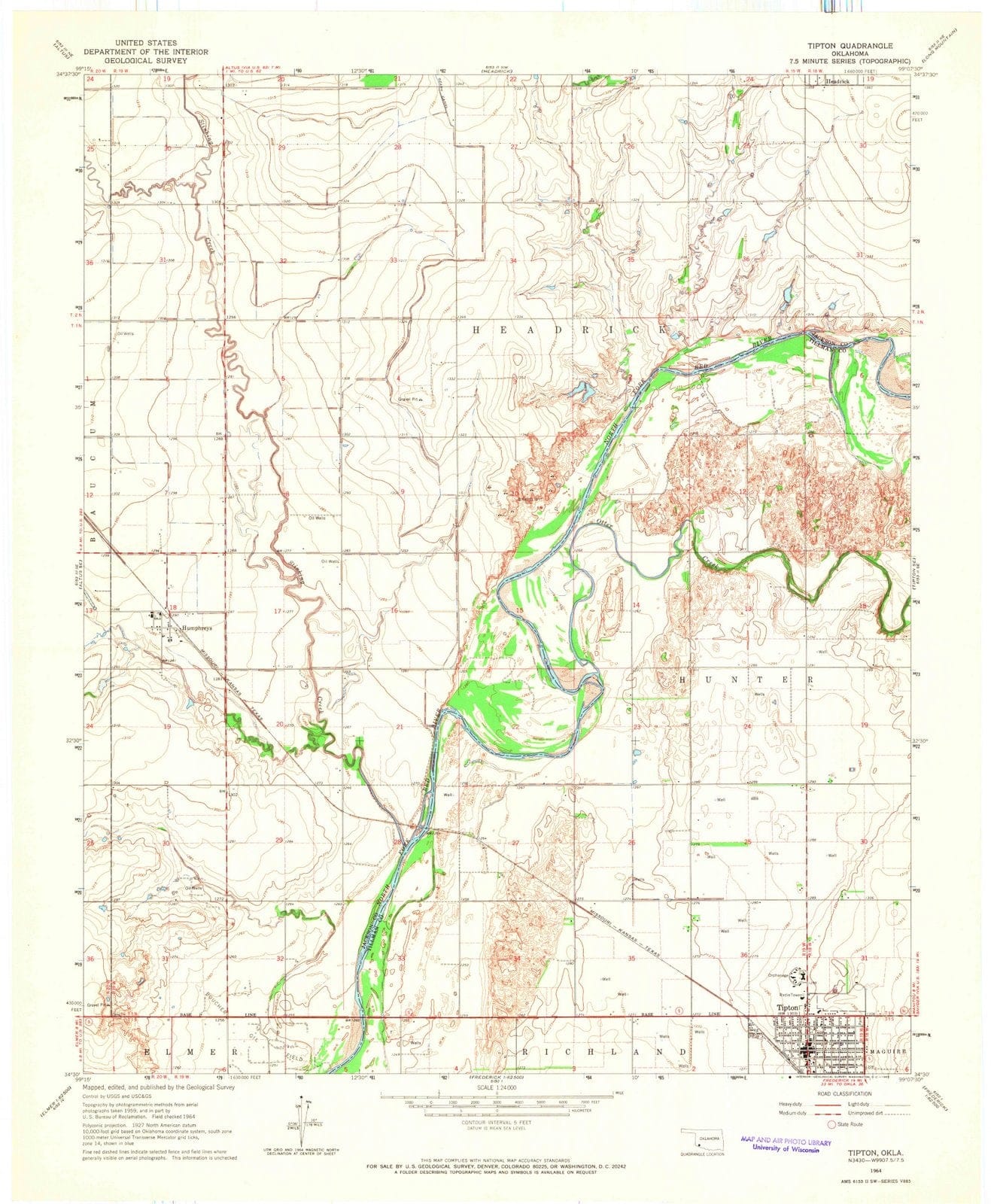 1964 Tipton, OK - Oklahoma - USGS Topographic Map