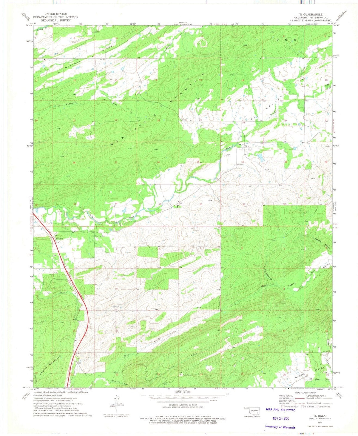 1973 Ti, OK - Oklahoma - USGS Topographic Map