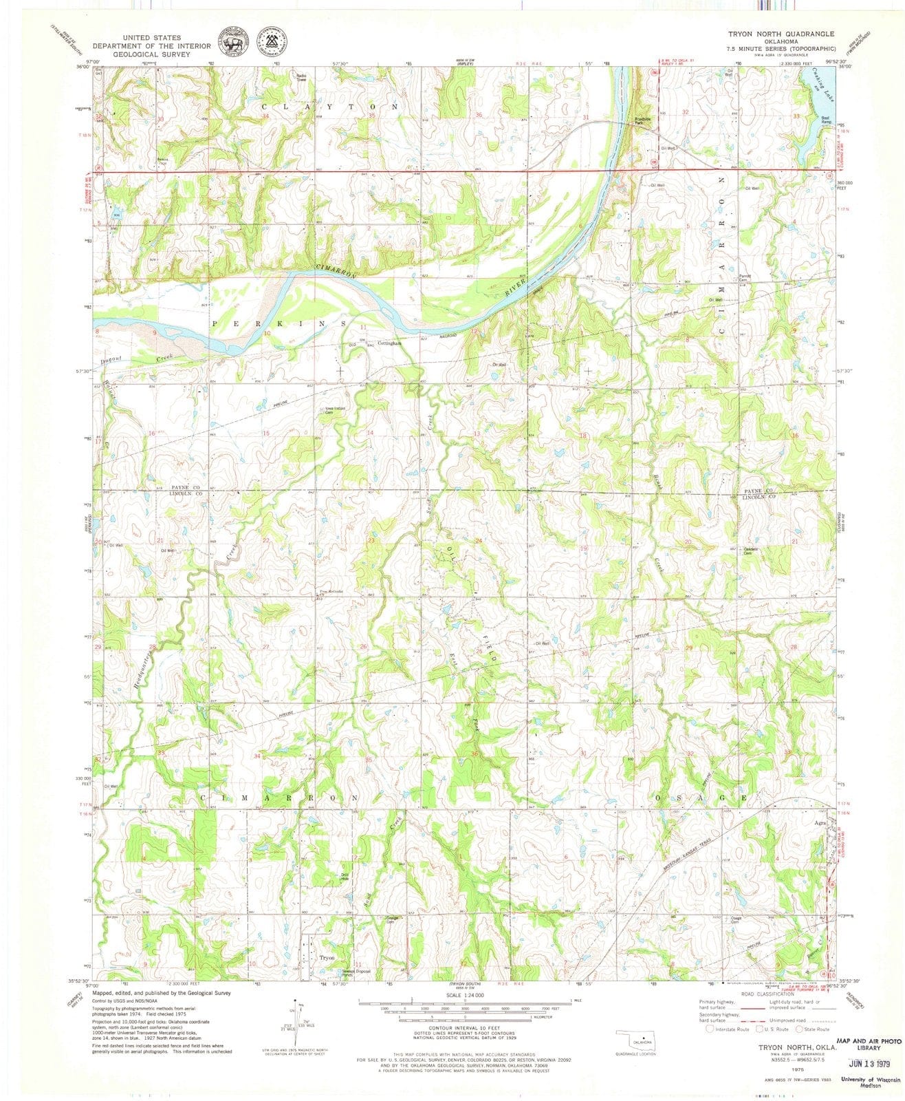 1975 Tryon North, OK - Oklahoma - USGS Topographic Map