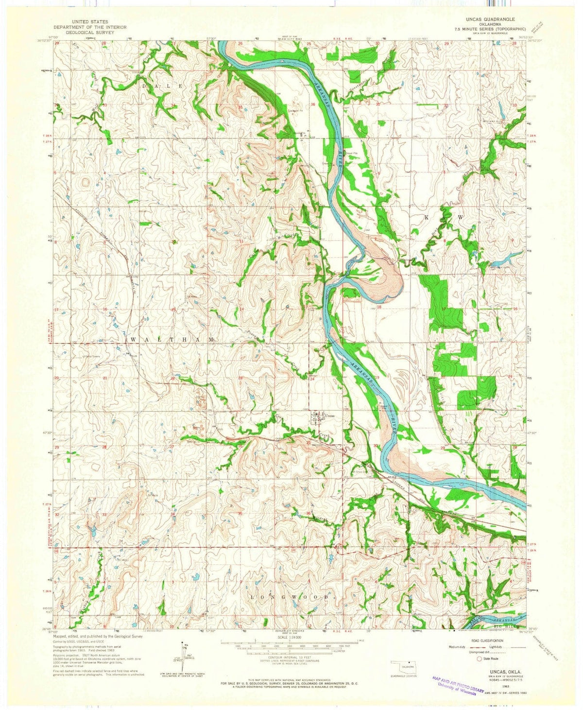 1963 Uncas, OK - Oklahoma - USGS Topographic Map