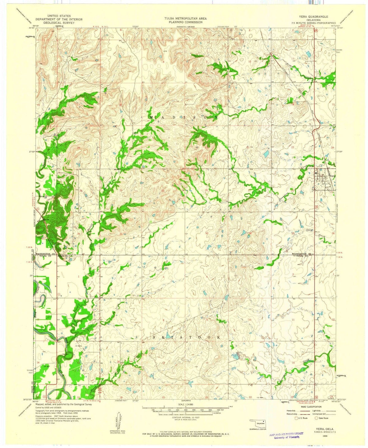 1959 Vera, OK - Oklahoma - USGS Topographic Map