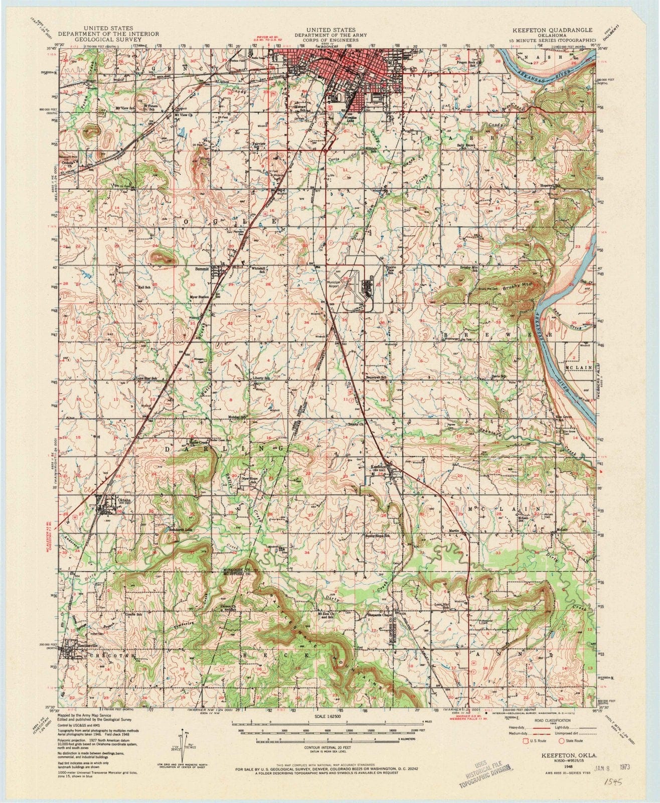 1948 Keefeton, OK - Oklahoma - USGS Topographic Map