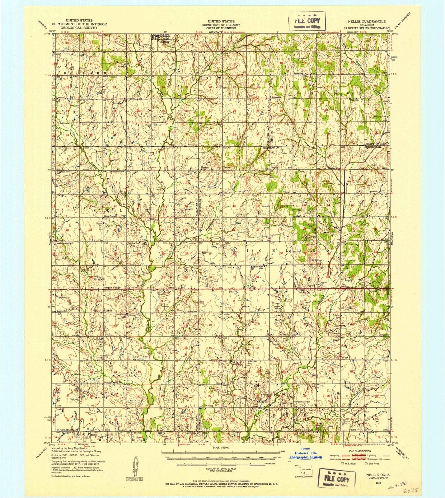 1949 Nellie, OK - Oklahoma - USGS Topographic Map