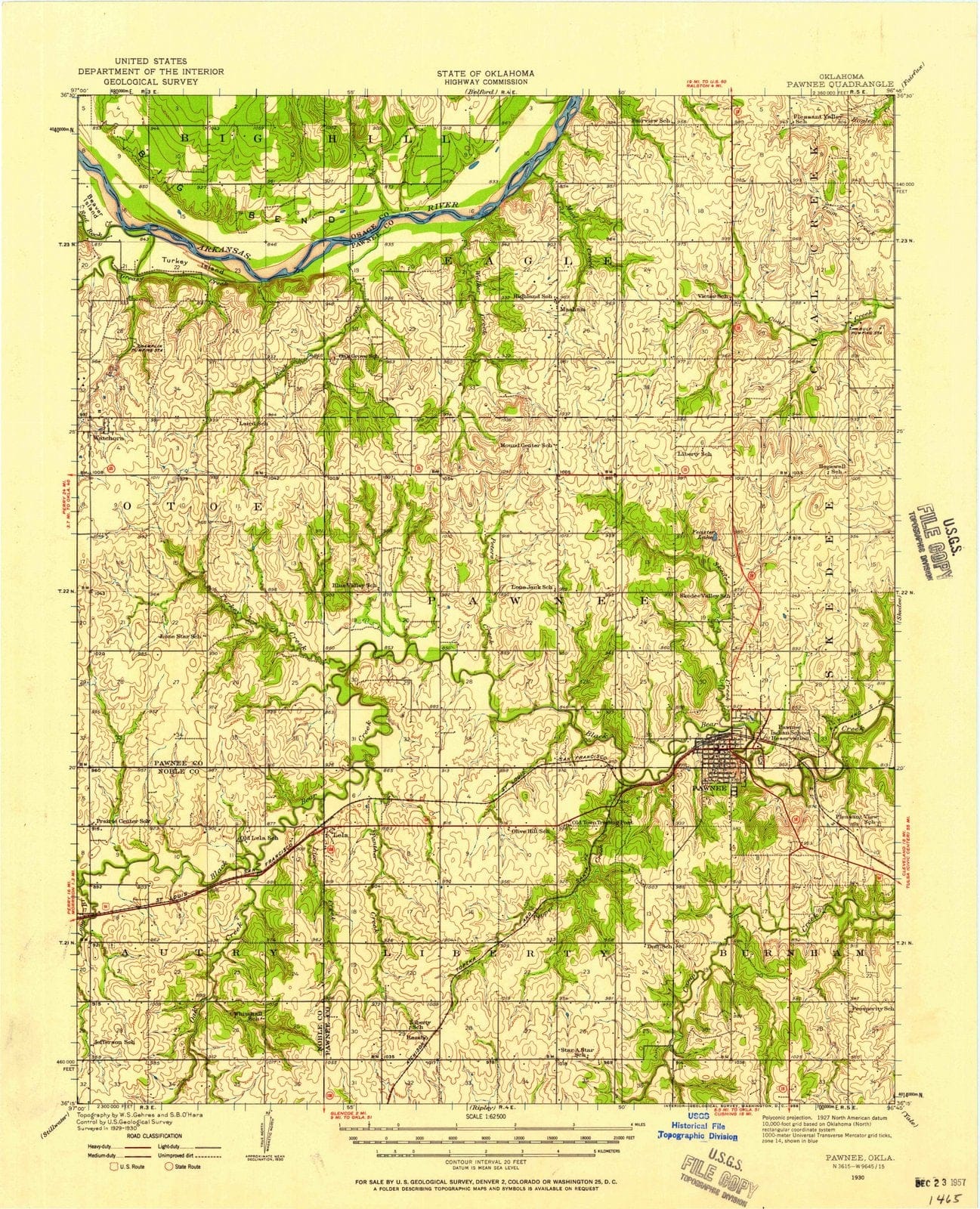 1930 Pawnee, OK - Oklahoma - USGS Topographic Map