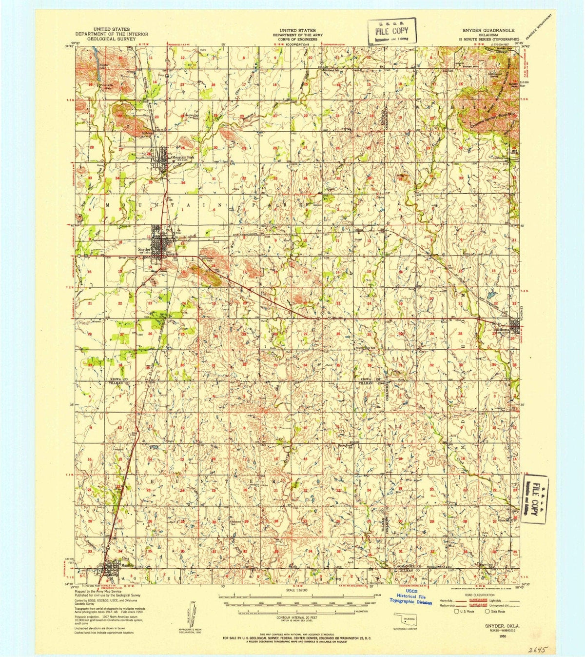 1950 Snyder, OK - Oklahoma - USGS Topographic Map