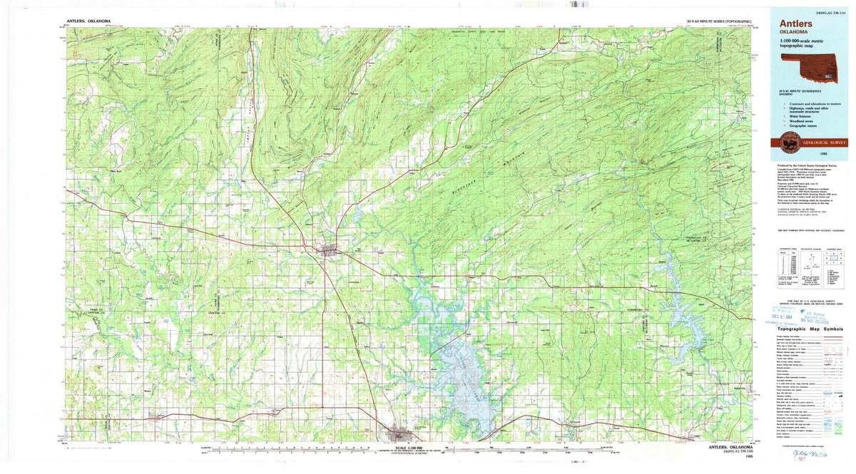 1985 Antlers, OK - Oklahoma - USGS Topographic Map