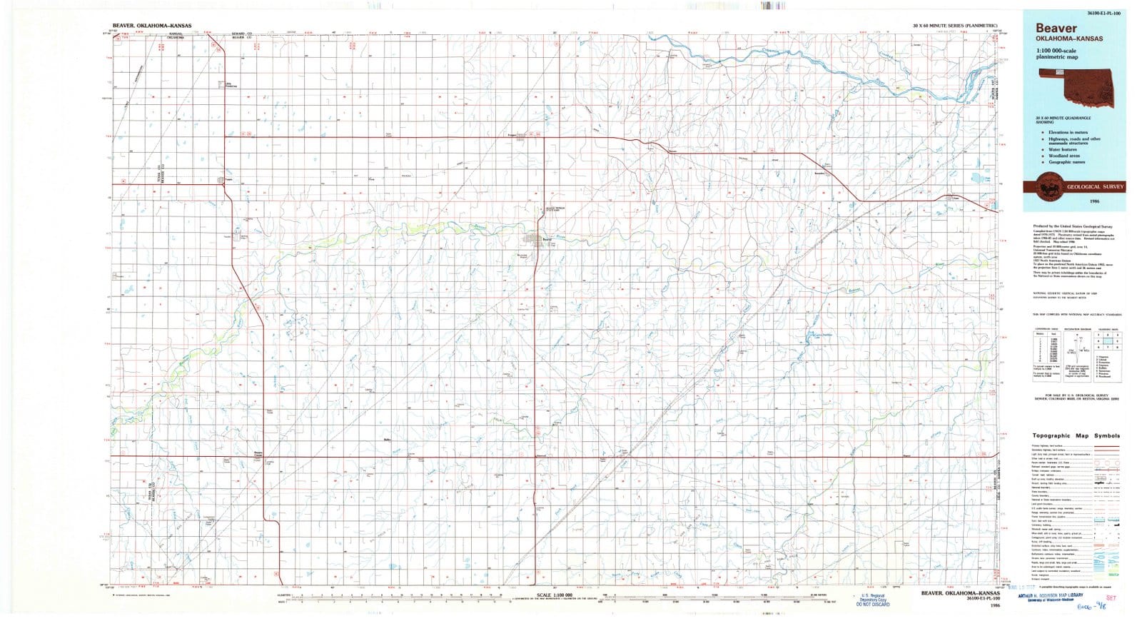 1986 Beaver, OK - Oklahoma - USGS Topographic Map