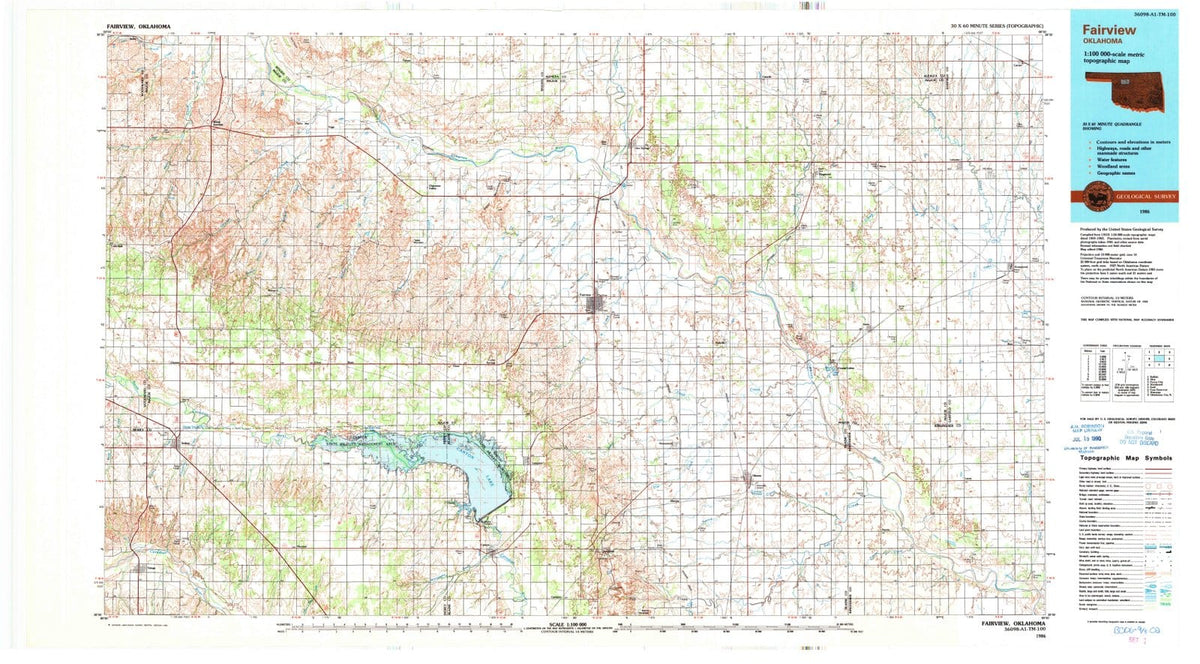1986 Fairview, OK - Oklahoma - USGS Topographic Map