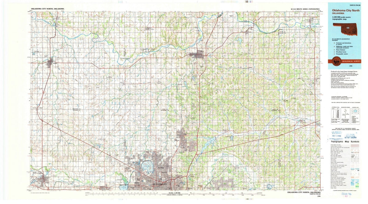 1990 Oklahoma City North, OK - Oklahoma - USGS Topographic Map