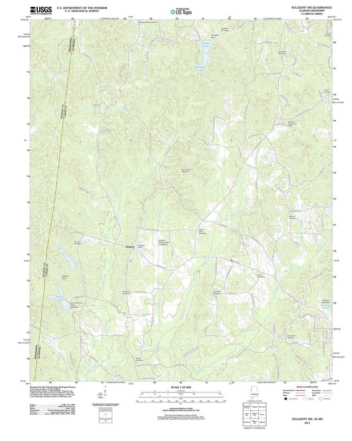 2011 Sulligent, AL - Alabama - USGS Topographic Map v2