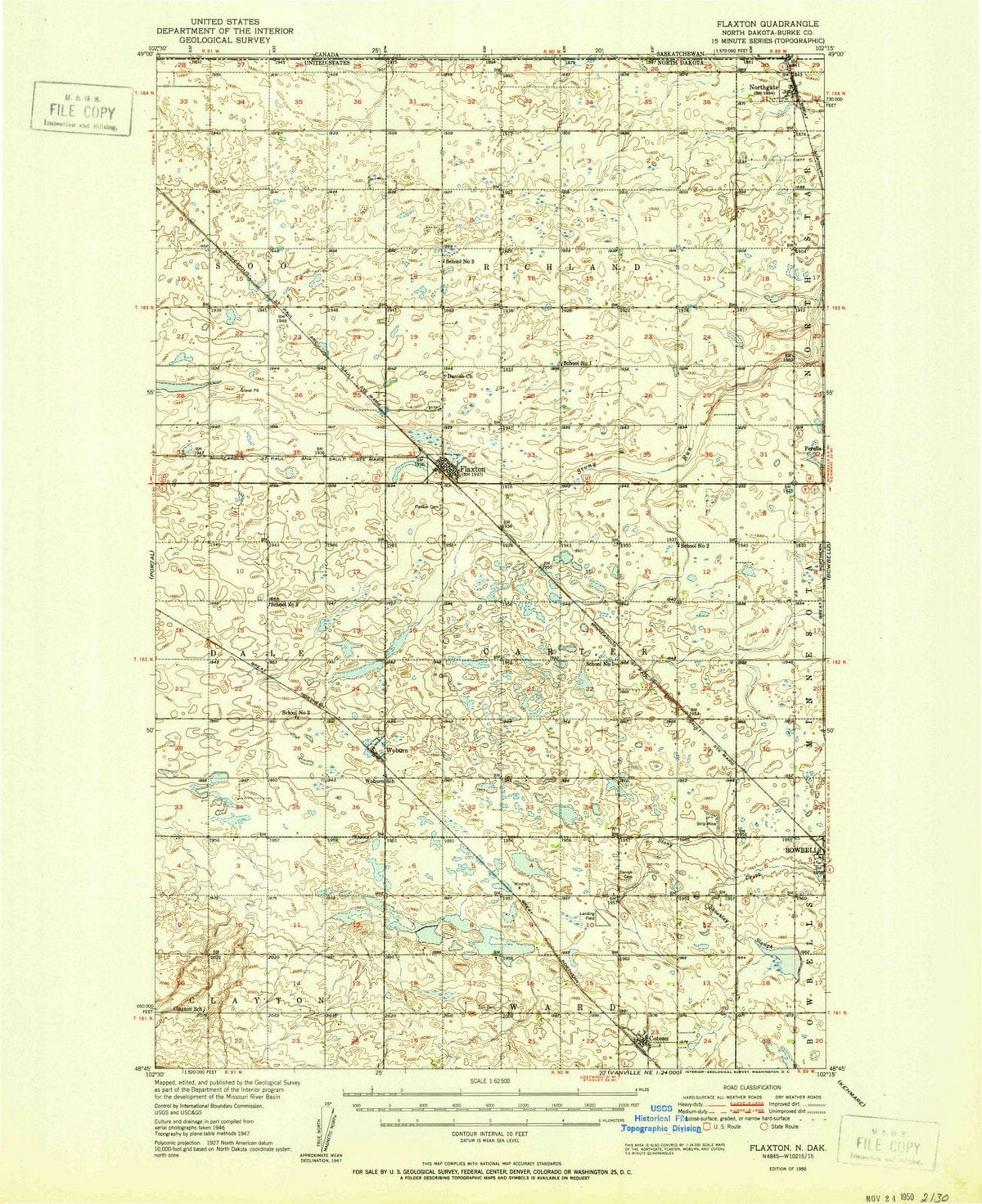 1950 Flaxton, ND - North Dakota - USGS Topographic Map