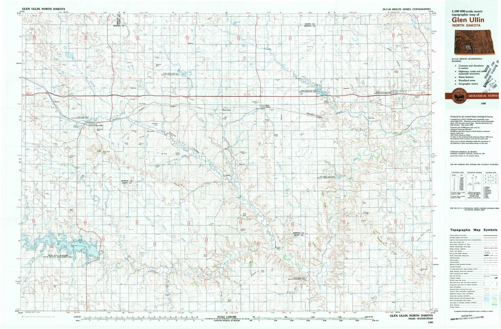 1980 Glen Ullin, ND - North Dakota - USGS Topographic Map
