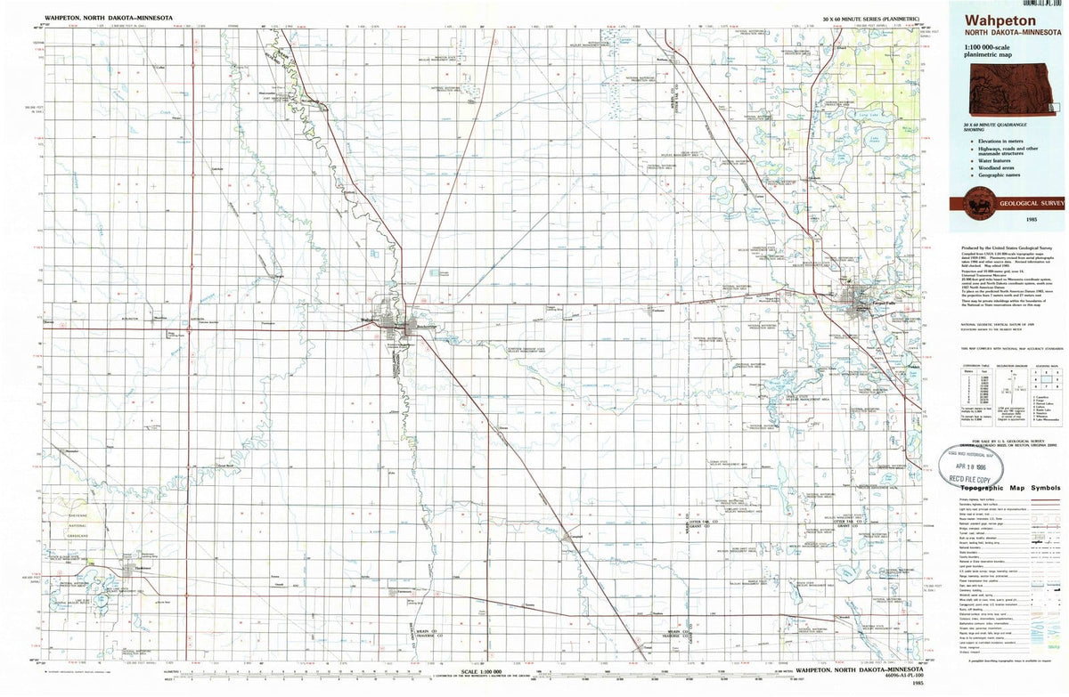 1985 Wahpeton, ND - North Dakota - USGS Topographic Map