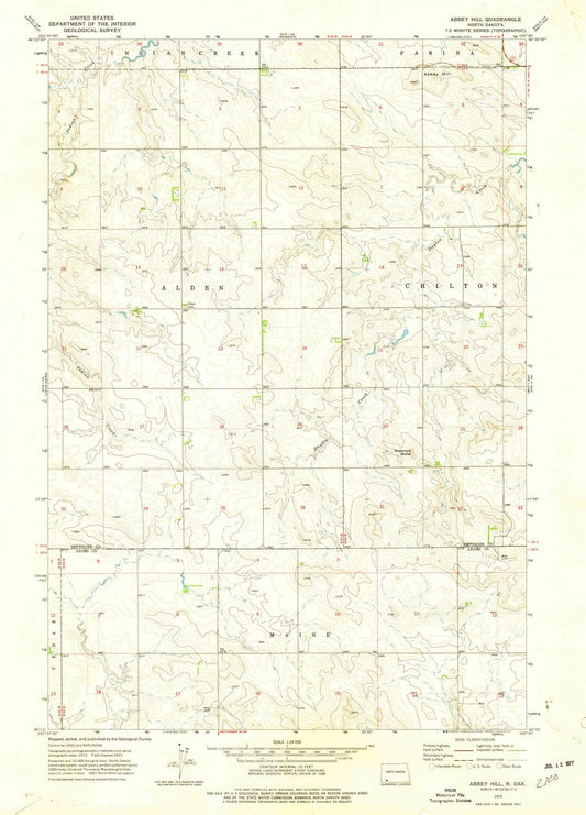1973 Abbey Hill, ND - North Dakota - USGS Topographic Map