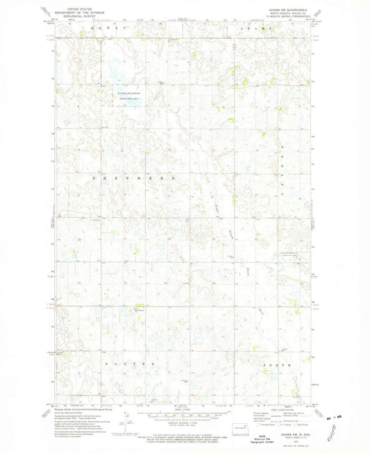 1972 Adams, ND - North Dakota - USGS Topographic Map v2